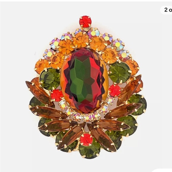 JULIANA D&E GOLDTONE GREEN TOPAZ HELIOTROPE RHINESTONE...